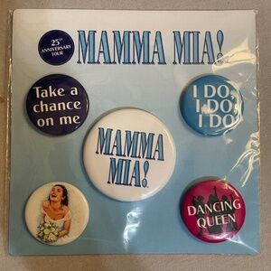 NWT Broadway's Mamma Mia! 25th Anniversary Tour Button Set